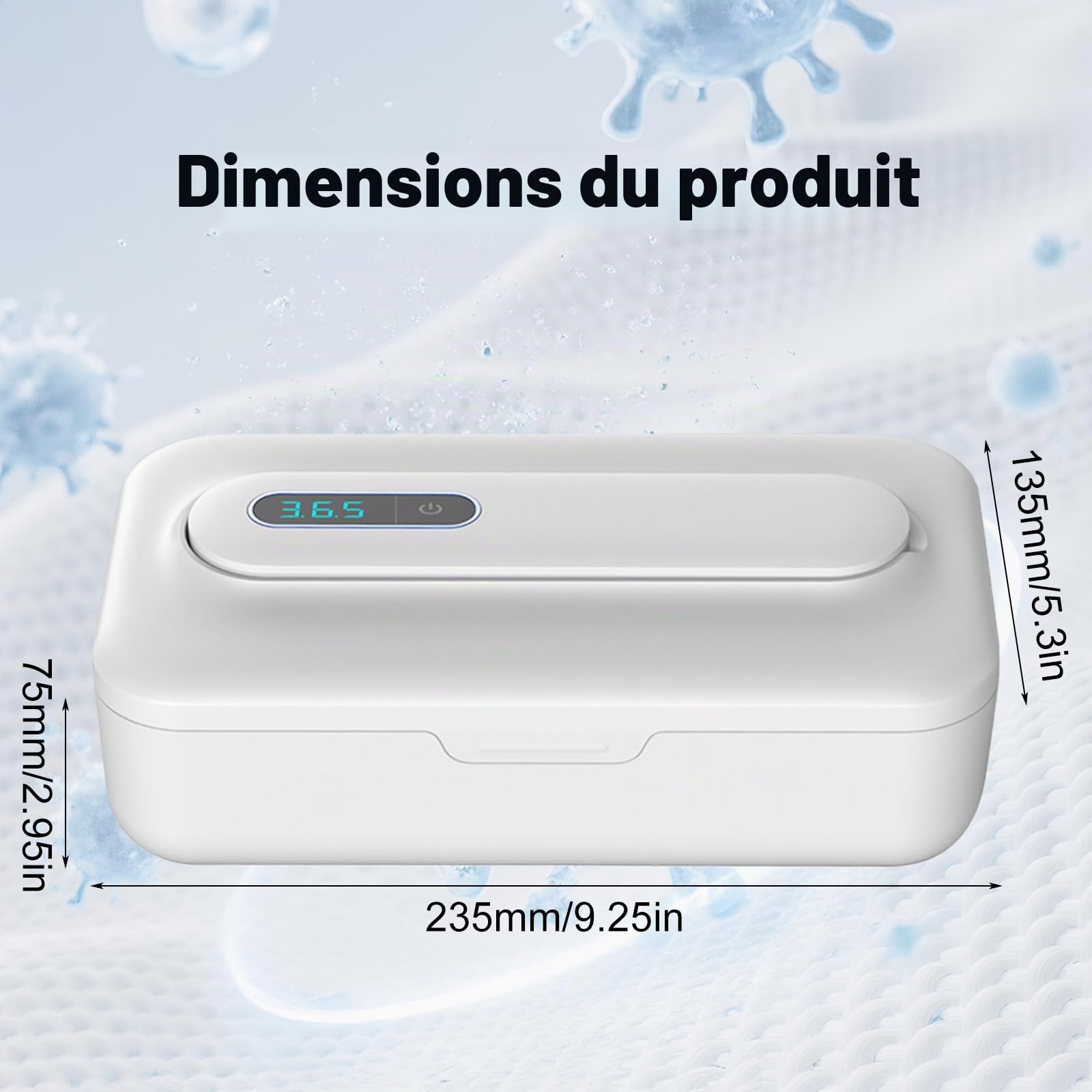 Boîte de désinfection UV : stérilisateur d'outils pour ongles avec affichage numérique, amovible pour l'utilisation Centre de désinfection UV pour téléphone portable, masques, lunettes, clés
