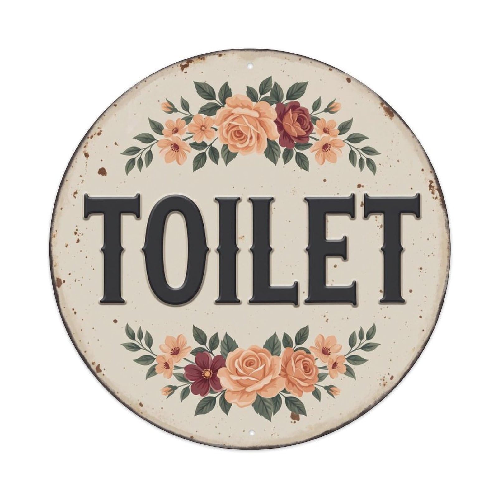 Okahys 8X8inch(20X20cm) Toilet(Wc) Signage Peach Vintage Metal Tin Sign
