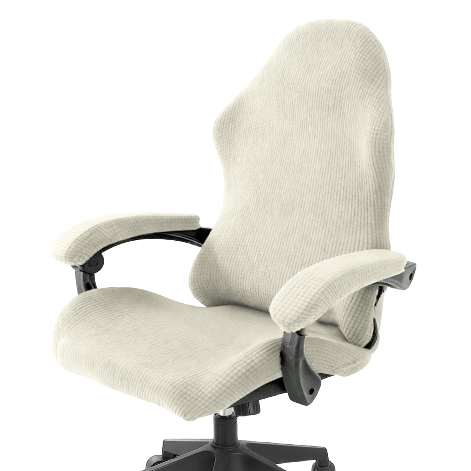 PATIKIL 1 Set Office Chair Cover, Desk Chair Cover Stretchable Universal Computer Seat Slipcover Large with Armrest Covers Zipper for Rolling Office Chairs Home Desk Seat, Beige