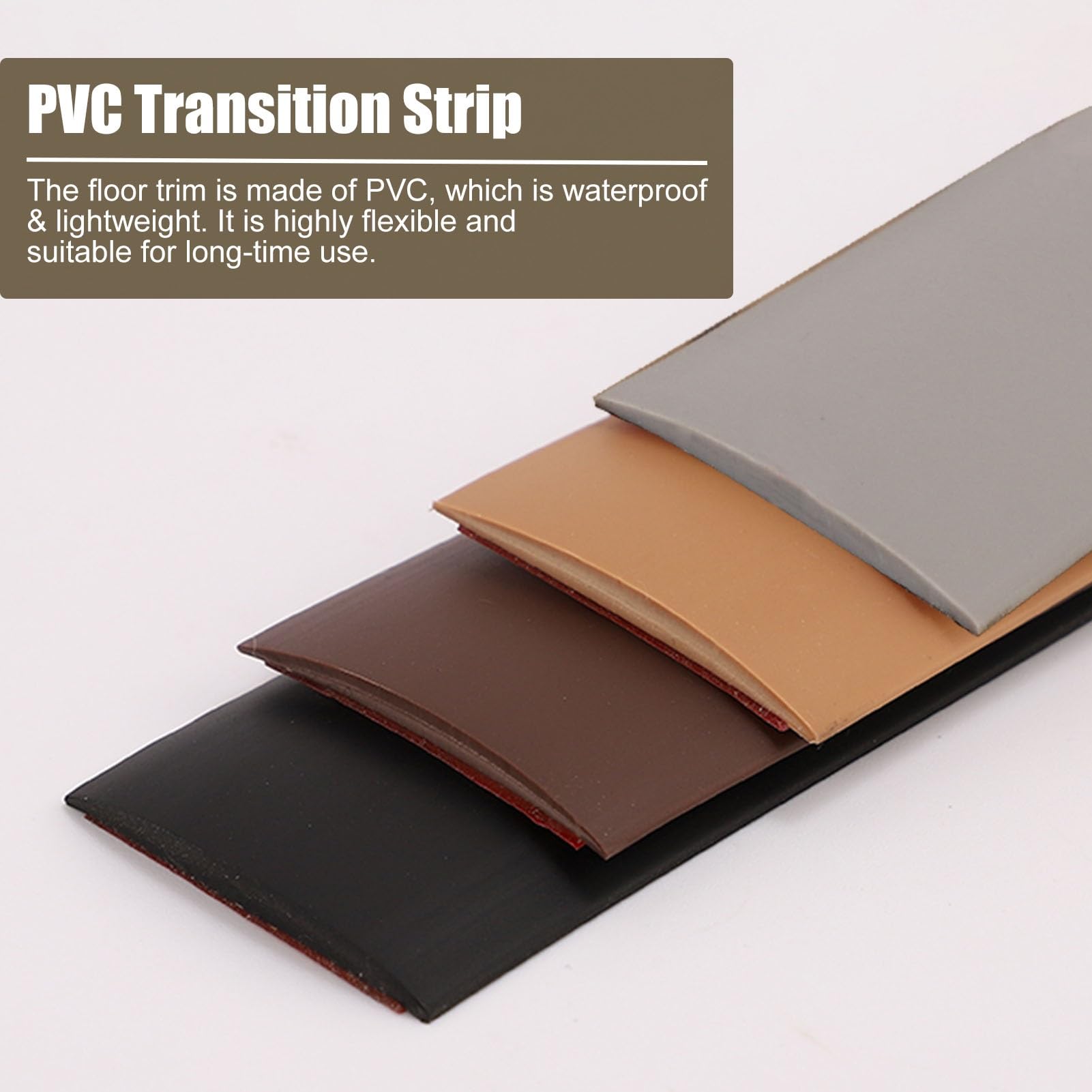 Générique Barre de Seuil Autocollante Extra Longue en PVC Bande de Transition de Plancher pour Revêtement de Sol en Bois Carrelage Moquette Ou Vinyle (Noir 1 M)