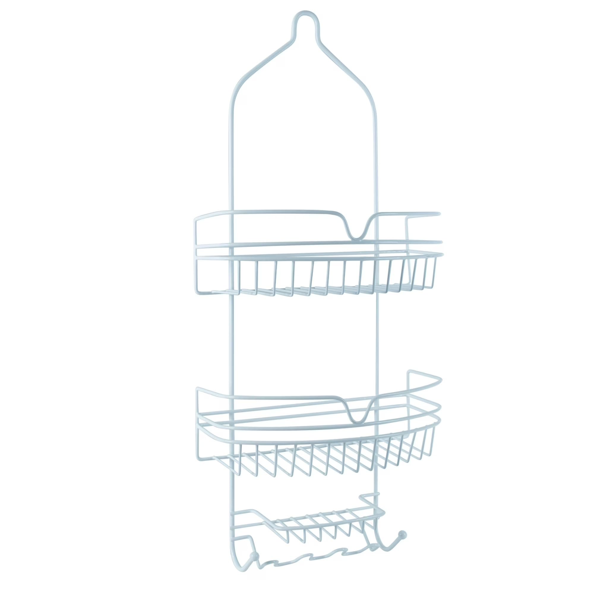 Shower Caddy with 2 Large Baskets Soap Dish Holder 6 Hooks Bathroom Storage Rack Hanging Organizer Rust-Resistant Shower