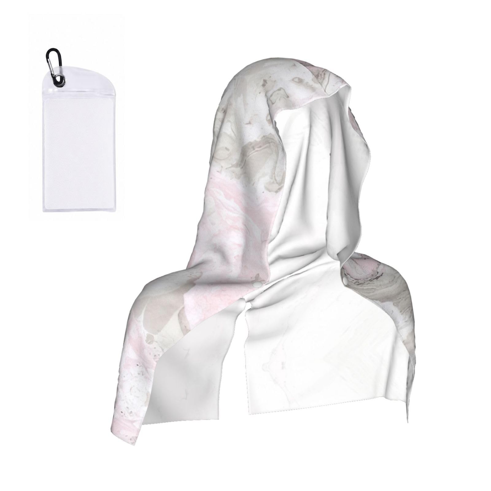 DUWAA Pink Abstract Ink Marble Gray Artistic Print Reusable Hoodie Cooling Neck Wrap, Hot Weather Outdoor Sports Workout Head Towel For Stay Chill