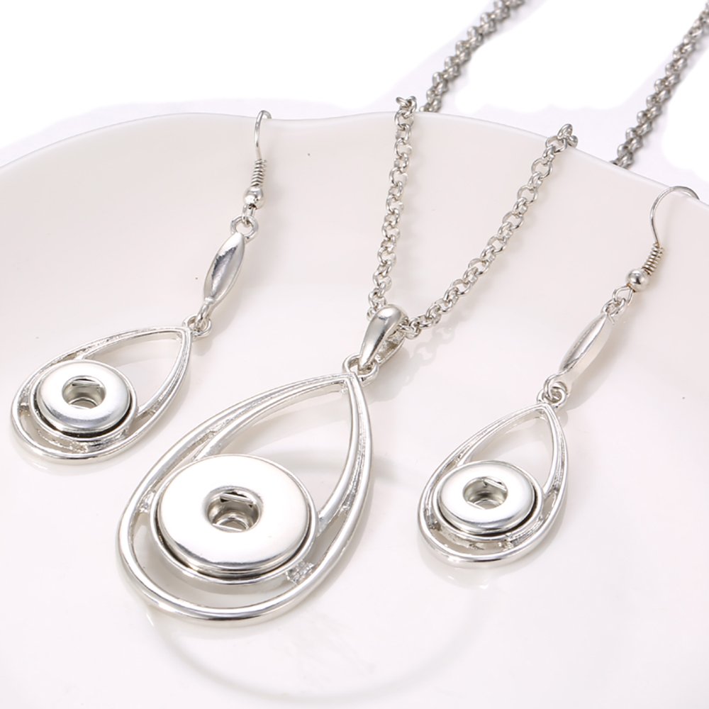Lovglisten Snap Jewelry Set 18mm Snap Necklace & 12mm Snap Earrings Charms