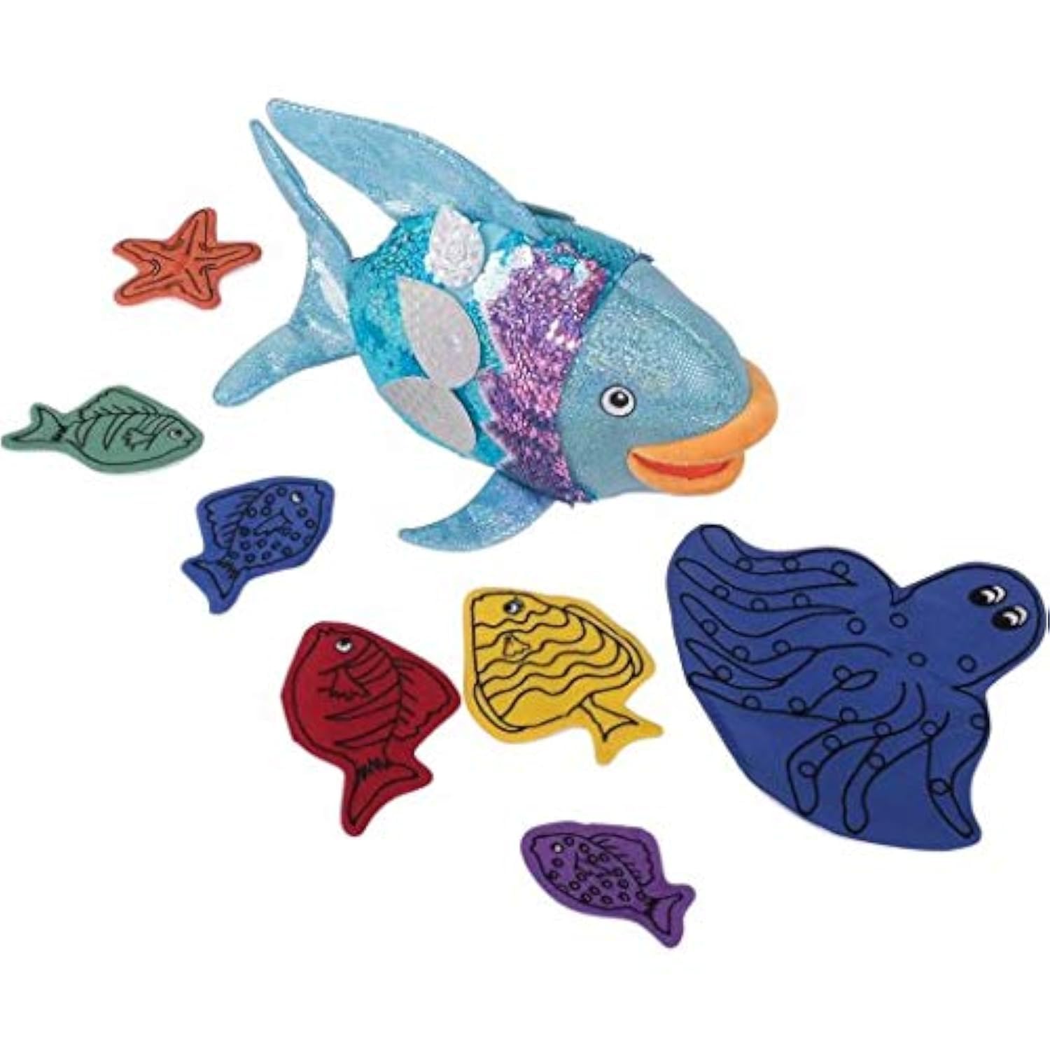 Cre8tive Minds The Rainbow Fish Puppet - Prop Set For Visual Storytelling, 15 Piece Set, Puppet Show Theater For Kids, Bedtime Story, Engaging Physical Story Time