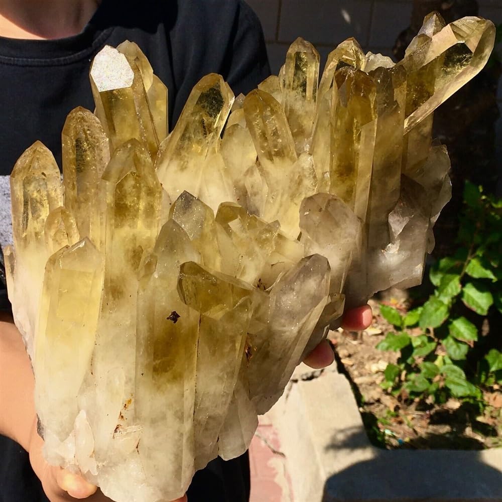 LLBOGRGGN Stone Yellow Crystal Cluster Quartz Ore Specimens, Home Office Decorative(Size:500-550g)