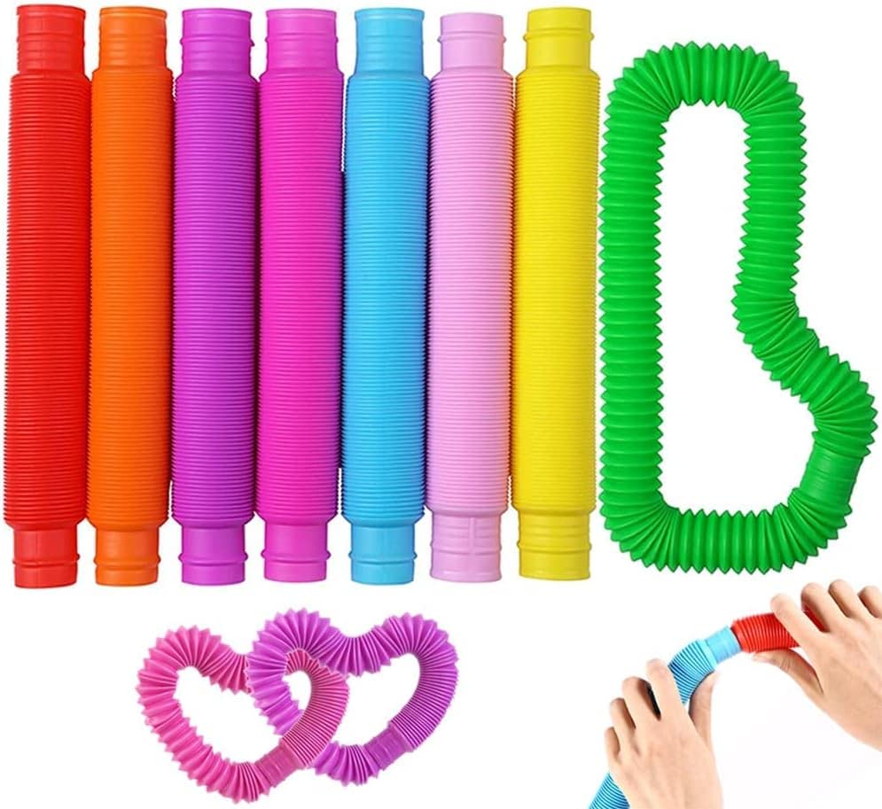 8 pcs Jumbo Pop Tubes Large Fidget Toys Autism Sensory Toys Fidget Tubes Party Favors Goodie Bag Stuffers for Kids Toddler ADHD Anxiety Stress Relief Toys Party Favors Toddler Sensory Toys