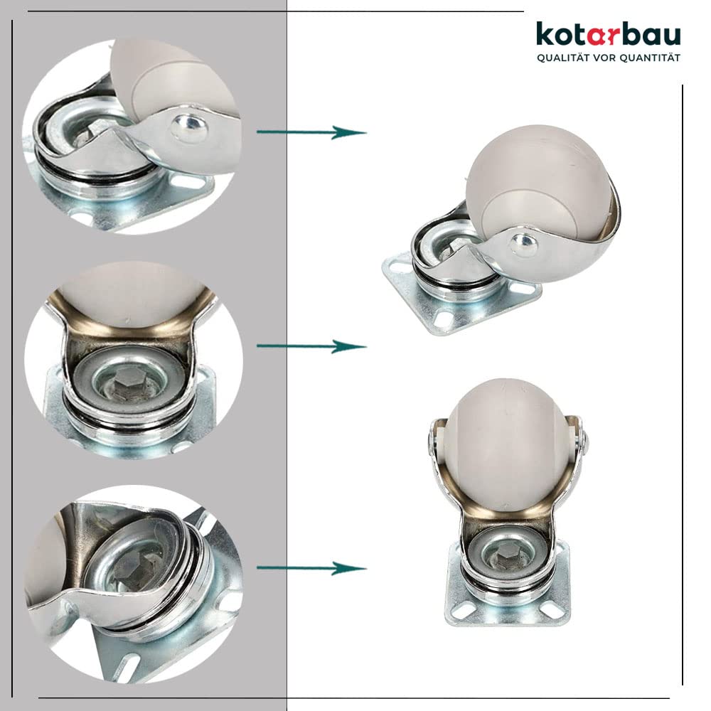 KOTARBAU 5907465906722 - Ruote per mobili, 4 pezzi, 50 mm, colore: Argento
