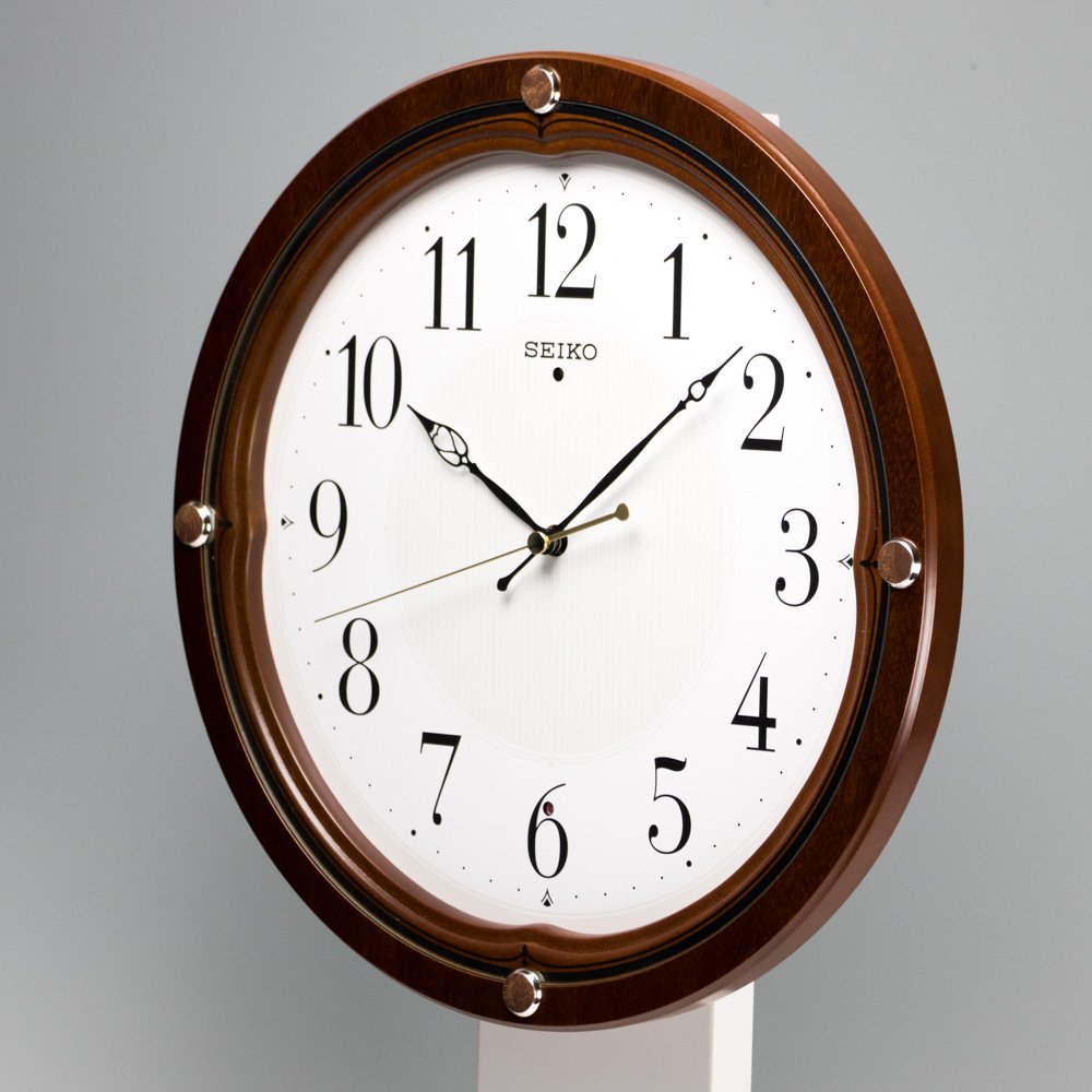Amazon.co.jp: セイコー クロック 掛け時計 電波 アナログ 木枠 茶 木