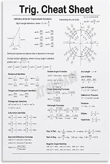 XGINERFEX School Classroom Study Math Educational Wall-Art Trigonometry Formulas Poster Trig Cheat Sheet Canvas Print for Learning Reference(Unframed,16x24inch(40x60cm))