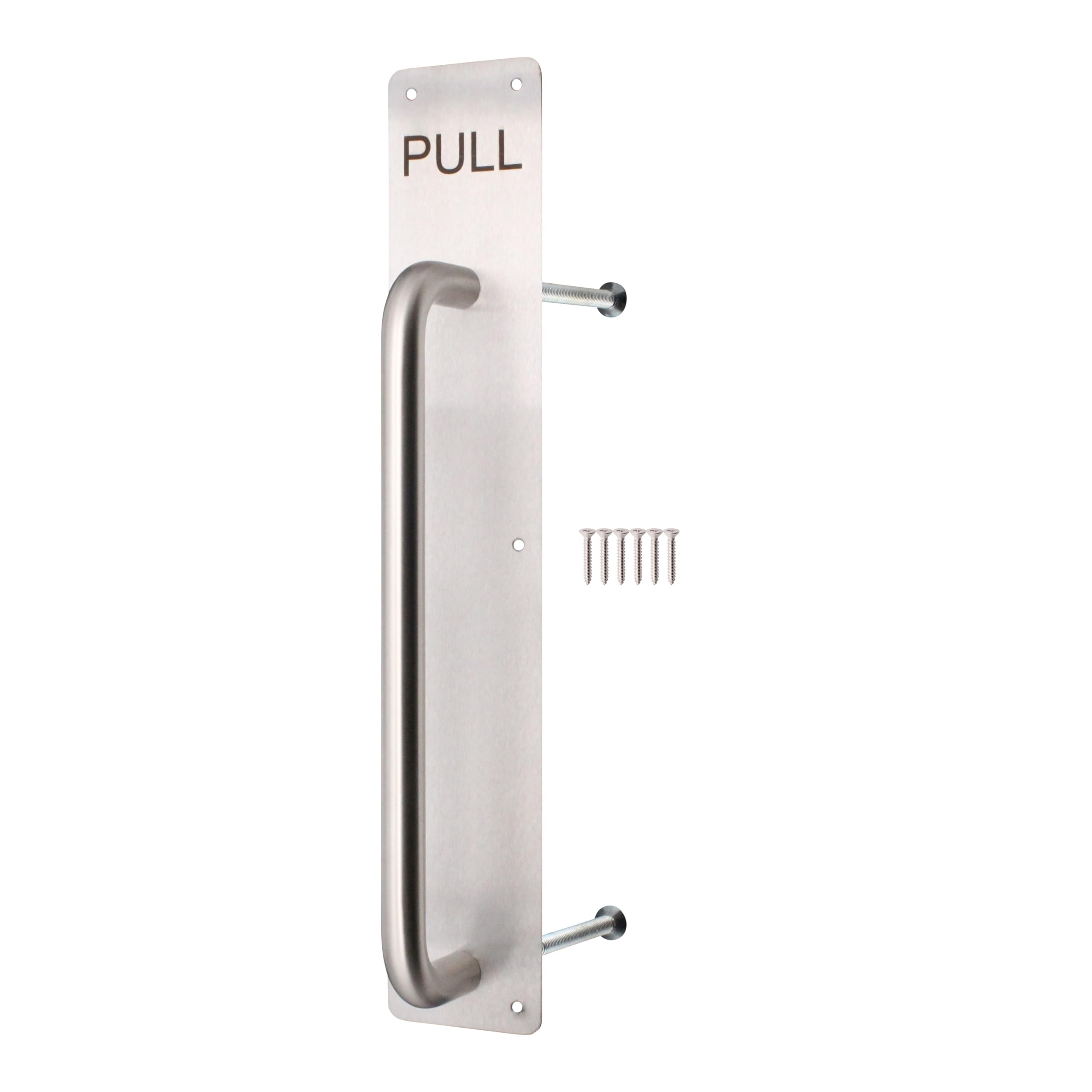 EAI Pull Handle on Plate, 475 x 75mm Commercial Handle on Finger Plate Polished Stainless for Schools, Offices, Shops & More