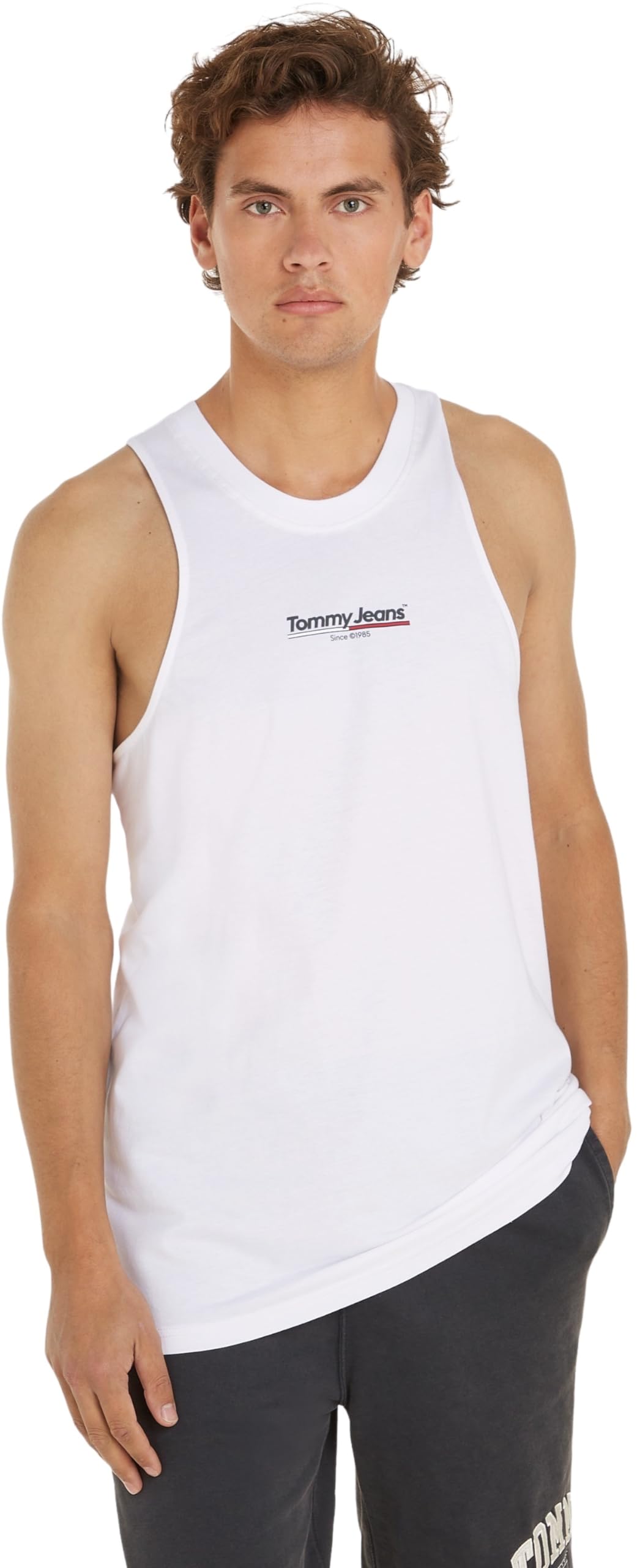 Tommy Jeans Men's Tjm Reg Tj Flag Tank Top Ext Tank Tops, White, XXL