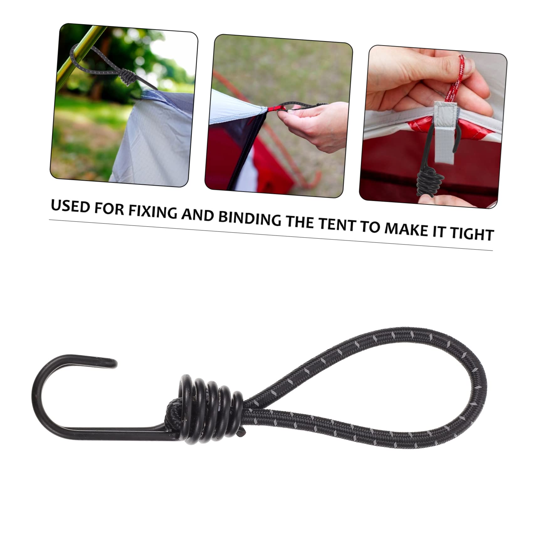 BESPORTBLE Camping Rope Buckles 8pcs Set Elastic Bungee Rope Sturdy Tent Fastener for Tarp Canopy and More