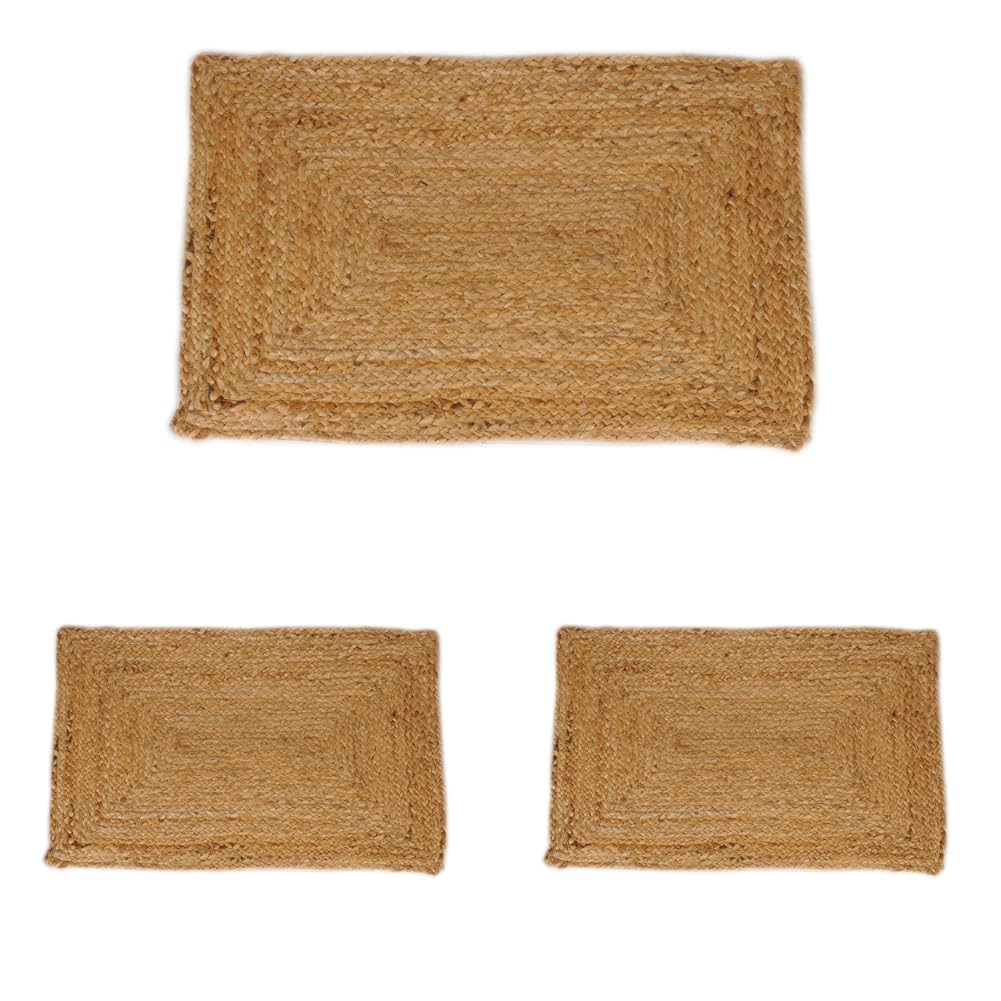 Tapis en jute 60x90cm tressé pour réchauffer une entrée ou chambre
