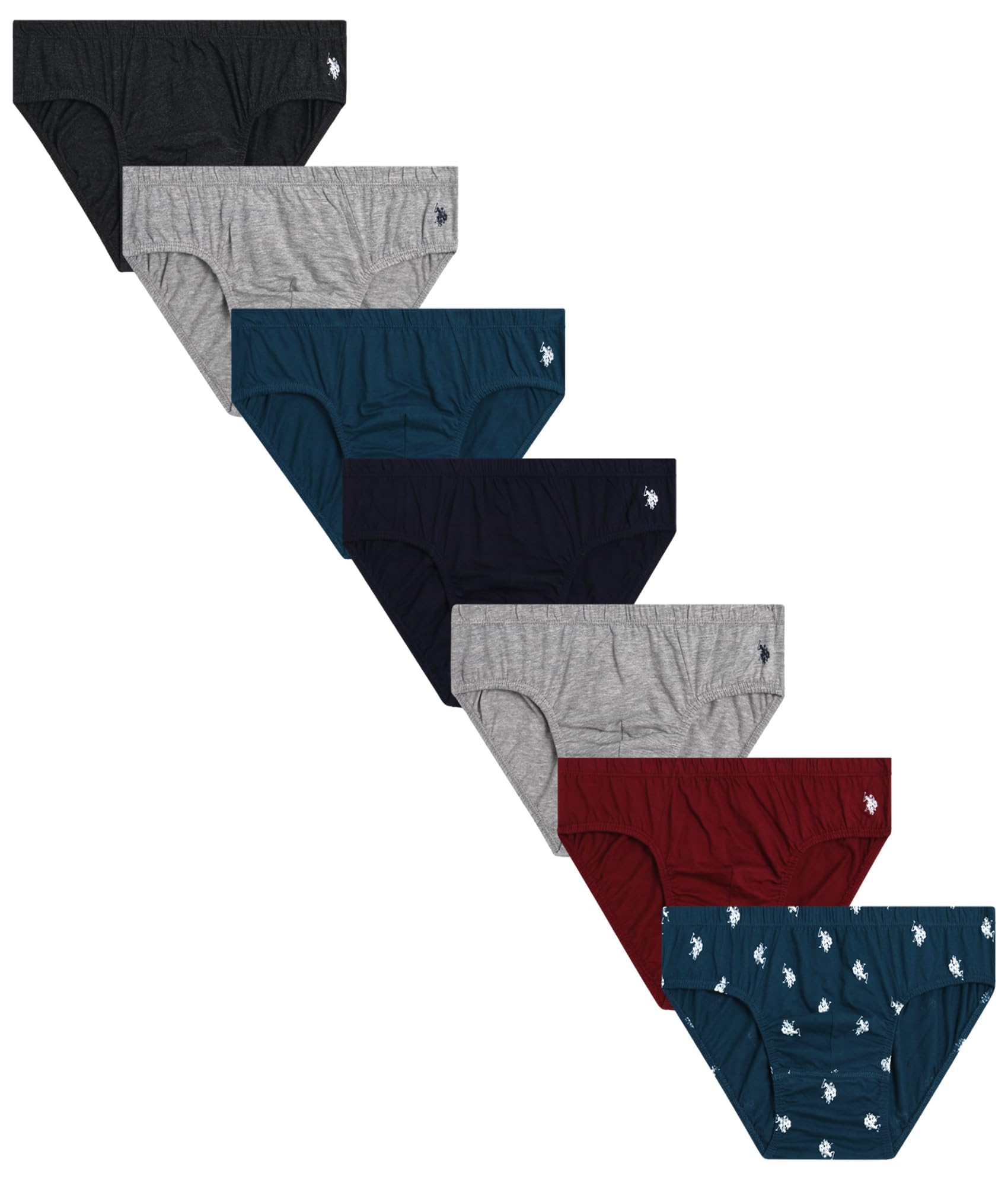 U.s. Polo Assn. Men's Charcoal/Legion Blue/Grey/Tibetan Red/Print Underwear Briefs - 7 Pack Cotton Tag Free Low Rise Briefs Underwear For Pack With Contour Pouch, Xl