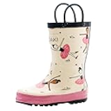 Toddler Rain Boots – Lightweight Waterproof Rubber Boots for Kids with Easy-On Handles – Durable Kids Outdoor Footwear