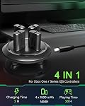 Pack batterie rechargeable pour Xbox One/X Box Series C'est une bonne idée.4 X 3600mWh (4 X 1500mAh) Xbox Series Pack de batterie X Controller, pack de batterie rechargeable avec chargeur pour Xbox One/One S