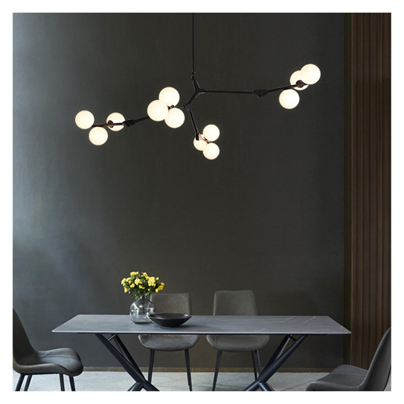 Lustre moléculaire LED 12 lumières blanc chaud pour grand salon chic