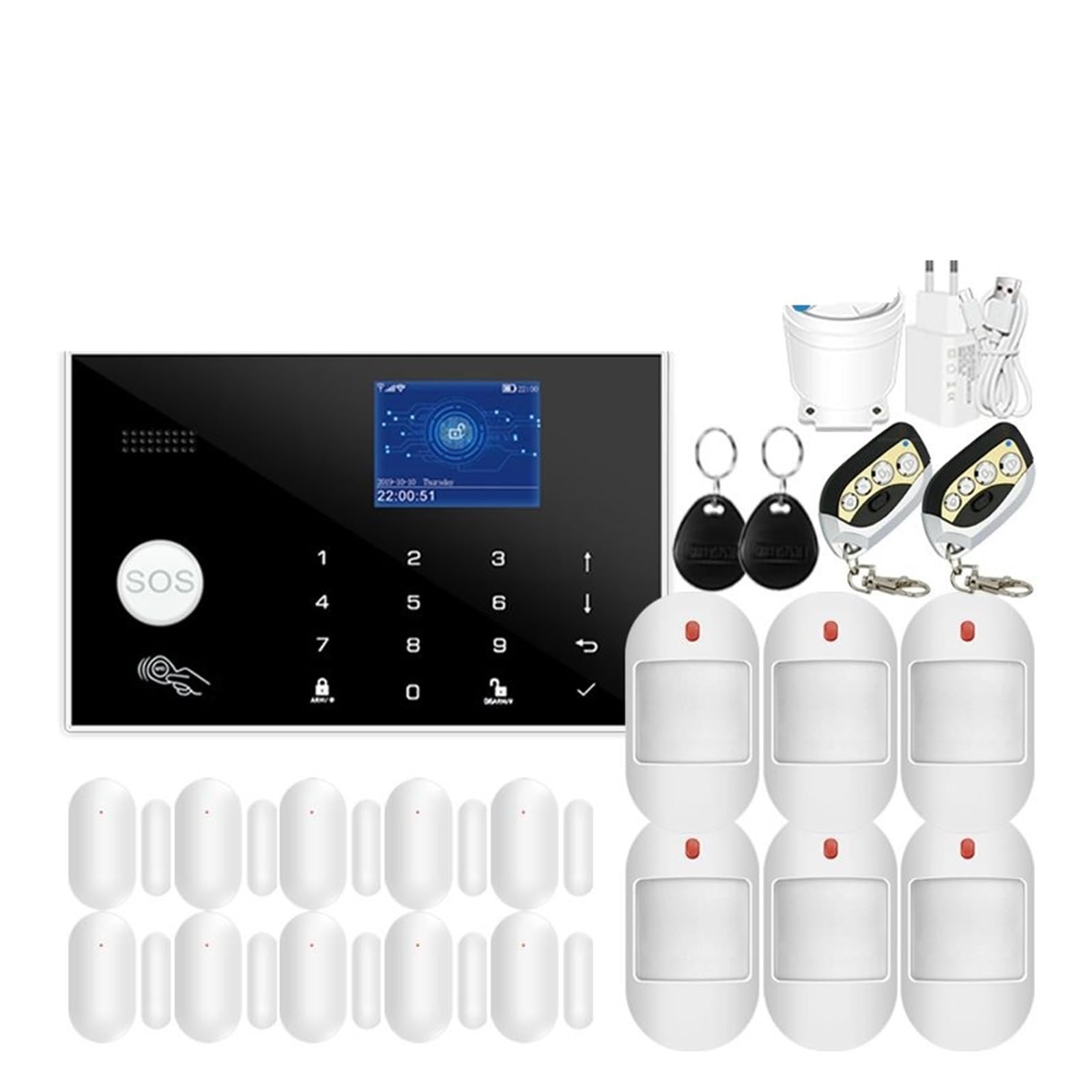 Kit de Alarma, De Alarma Antirrobo For El Hogar gsm, Soporte De Host Tuya, Tarjeta RFID, Detector De Movimiento Inalámbrico, Sensor De Puerta(Set 9)