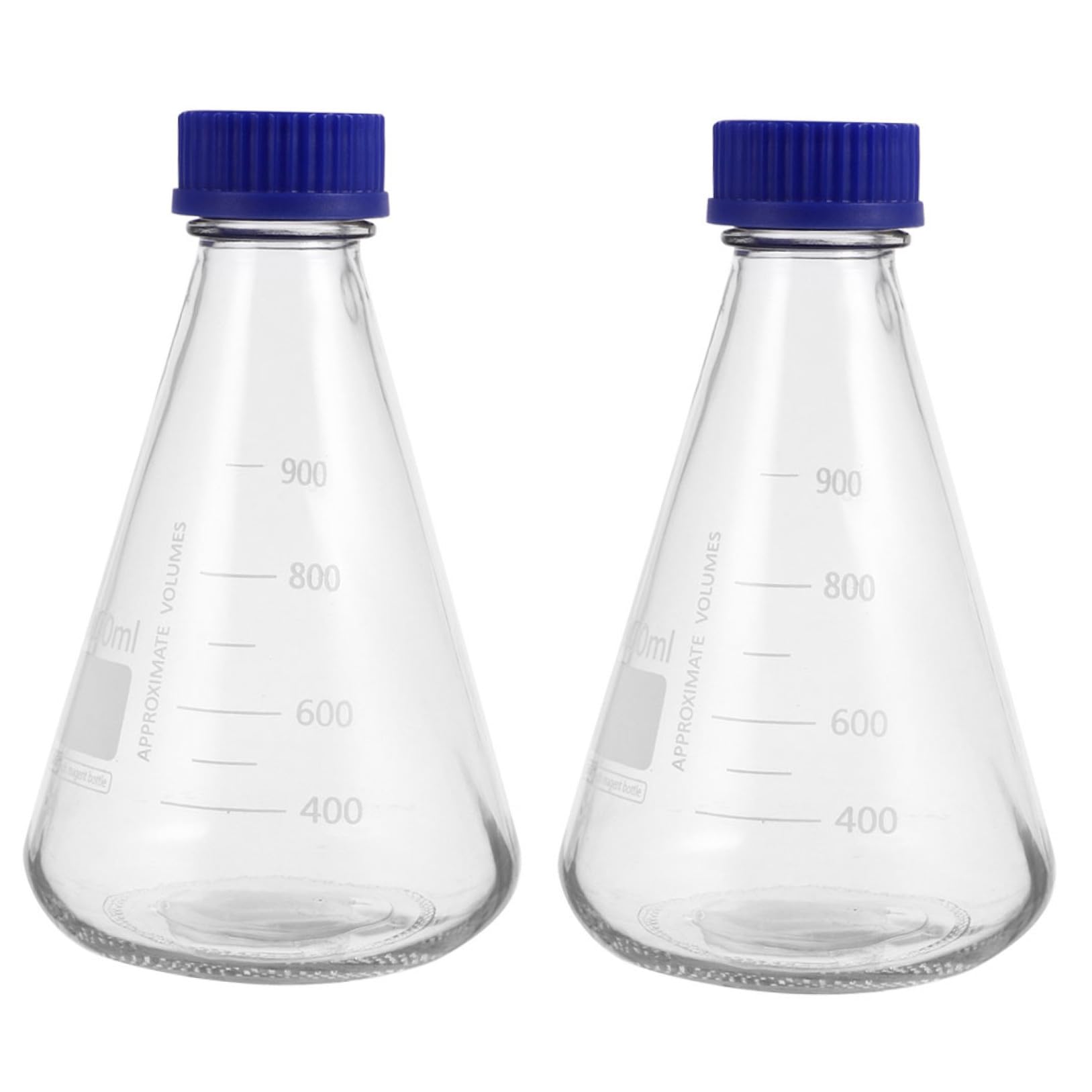 Bottiglie Coniche Reagenti in Vetro 1000ml Scala, 2 Pezzi | Laboratorio e Lezioni di Chimica, Forma Triangolare, Base Solida, Lettura Precisa del Contenuto