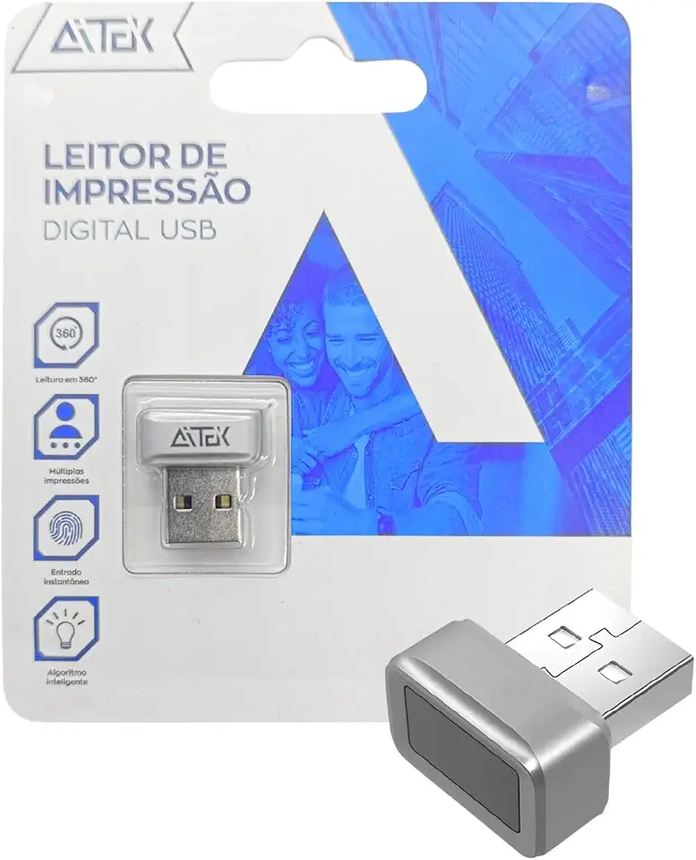 Leitor de Impressão Digital USB, Scanner Biométrico Compatível com Windows 10 e 11 - Segurança Avançada para Autenticação e Login
