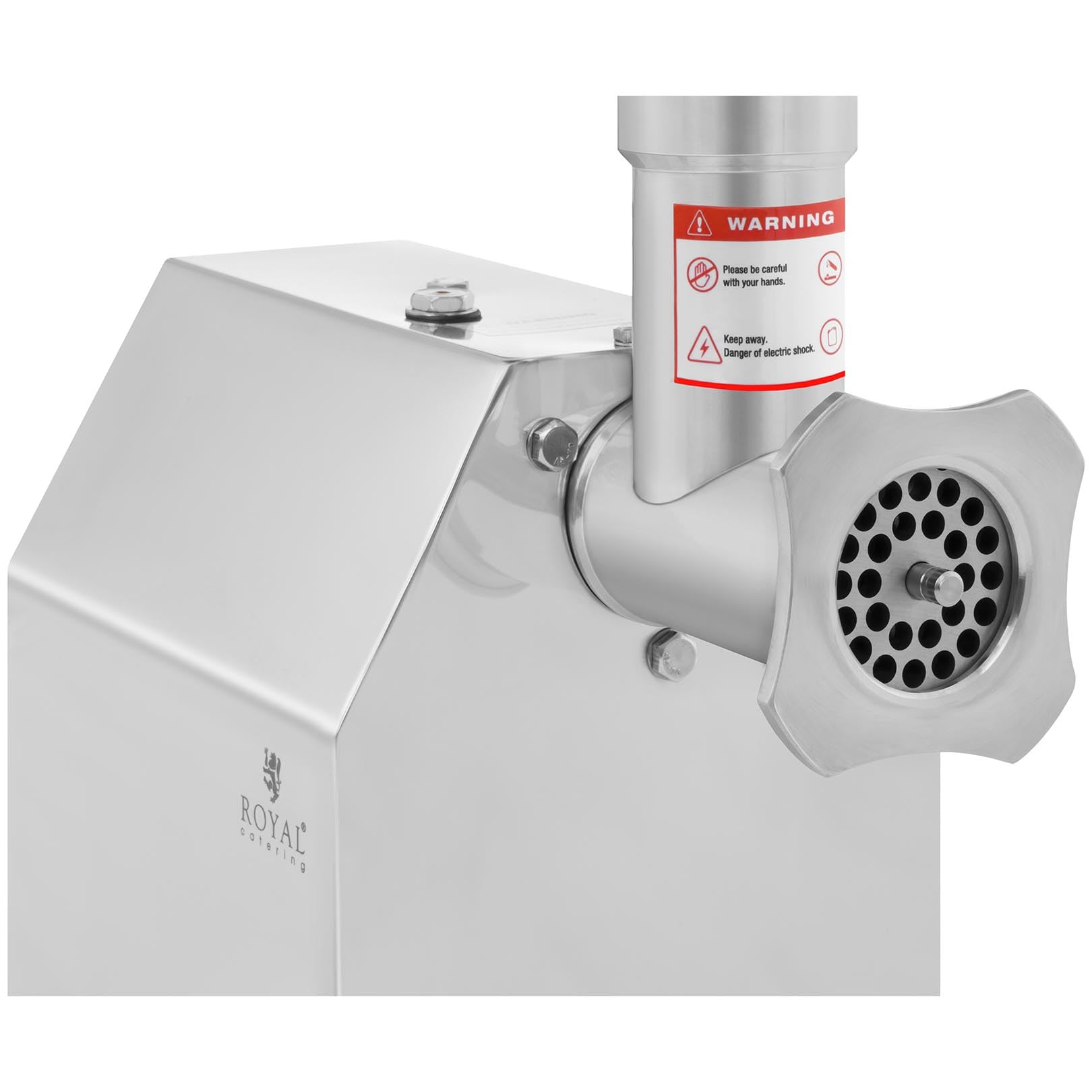 Royal Catering RCFW 140-850ECO Tritacarne Elettrico Professionale Macina Carne Elettrico in Acciaio Inox (140 kg/h, 850 W, Rotazione in Senso Inverso, Dimensione Fori 6/8 mm) ECO