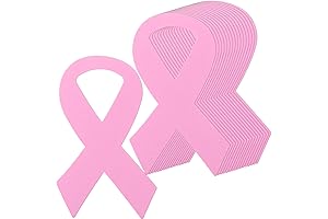 MixTeach 72Pcs Pink Ribbon Breast Cancer Awareness Cutouts for Support and Care