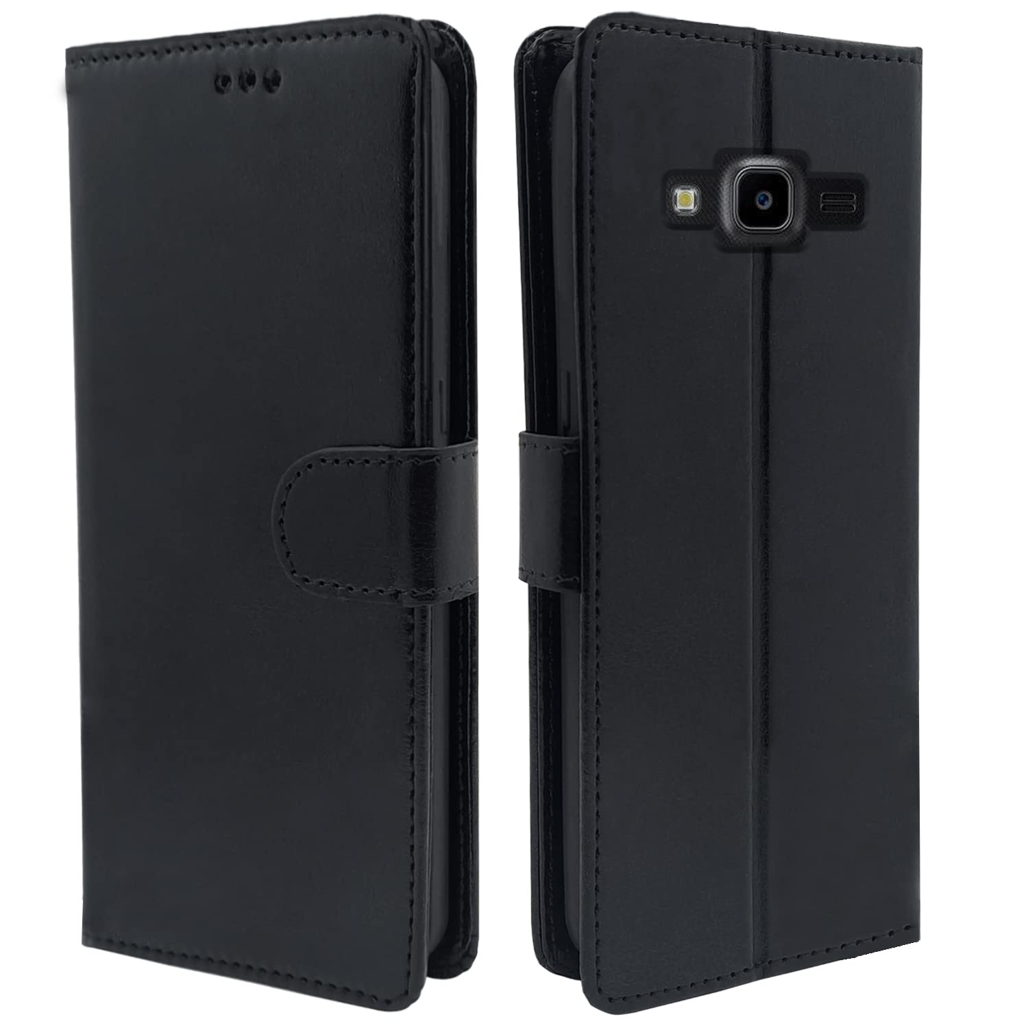 Pikkme Flip for Samsung Galaxy J7 2015 (Faux Leather_Black)