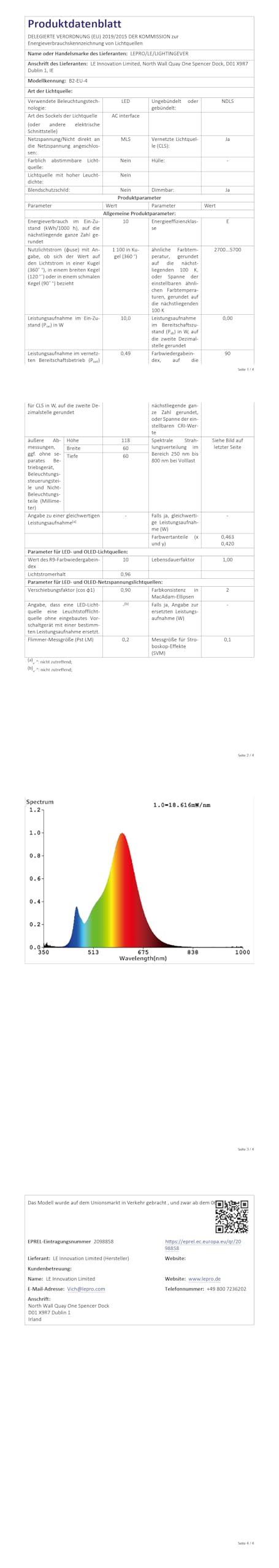 Lepro AI Smart Glühbirne B2, E27 lampe 10W 1100lm Dimmbar, Personalisierter KI-Lichtdesigner, Sprachsteuerung/Musik Sync, WiFi & Bluetooth Smart Bulb, Kompatibel mit Alexa/Google Assistant, 4 Stück