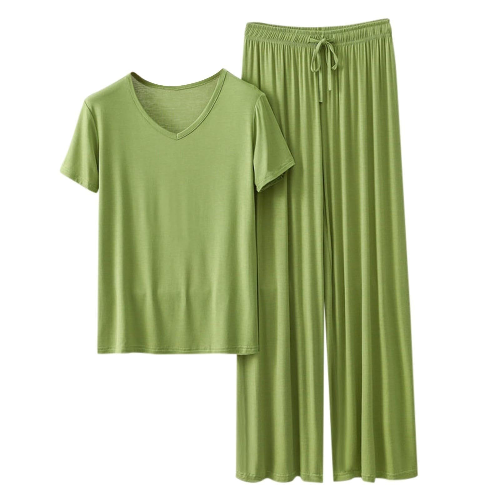 Pijama de mujer de verano corto sexy, pijama para mujer, algodón muy grande | Noche de cuello sastre Camisas de noche Albornoces Caraco Talla Elástica Slacks Suave / Suave Conjunto Pijama Sudadero