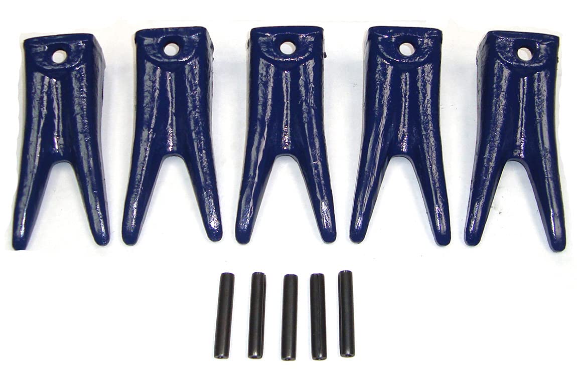 H&L Tooth Company Forged in The USA 156CTT Centerline Twin Tiger Bucket Teeth + 156LPN Long Pins (5 Pack) for Hensley Style X156 for Skid Steer and Mini Excavators | 156 | 156WT | Made in The USA