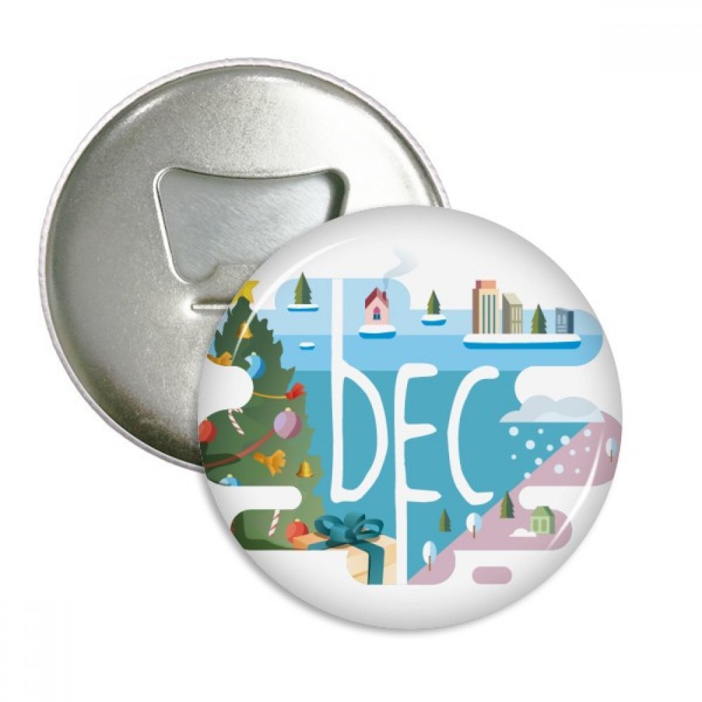 Décembre illustration ouvre-bouteille aimanté rond 3 pièces