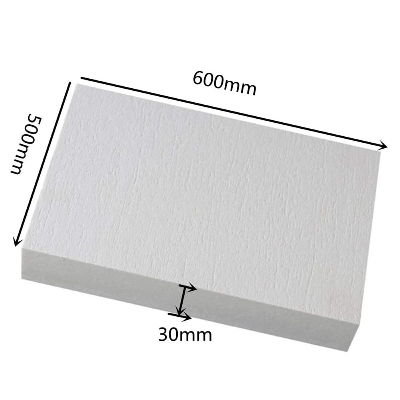 Panneau de fibres de céramique, bonne stabilité thermique, faible conductivité thermique, panneau de fibres de silice d'aluminium, 600 mm de long, 500 mm de large, épais (30 mm)