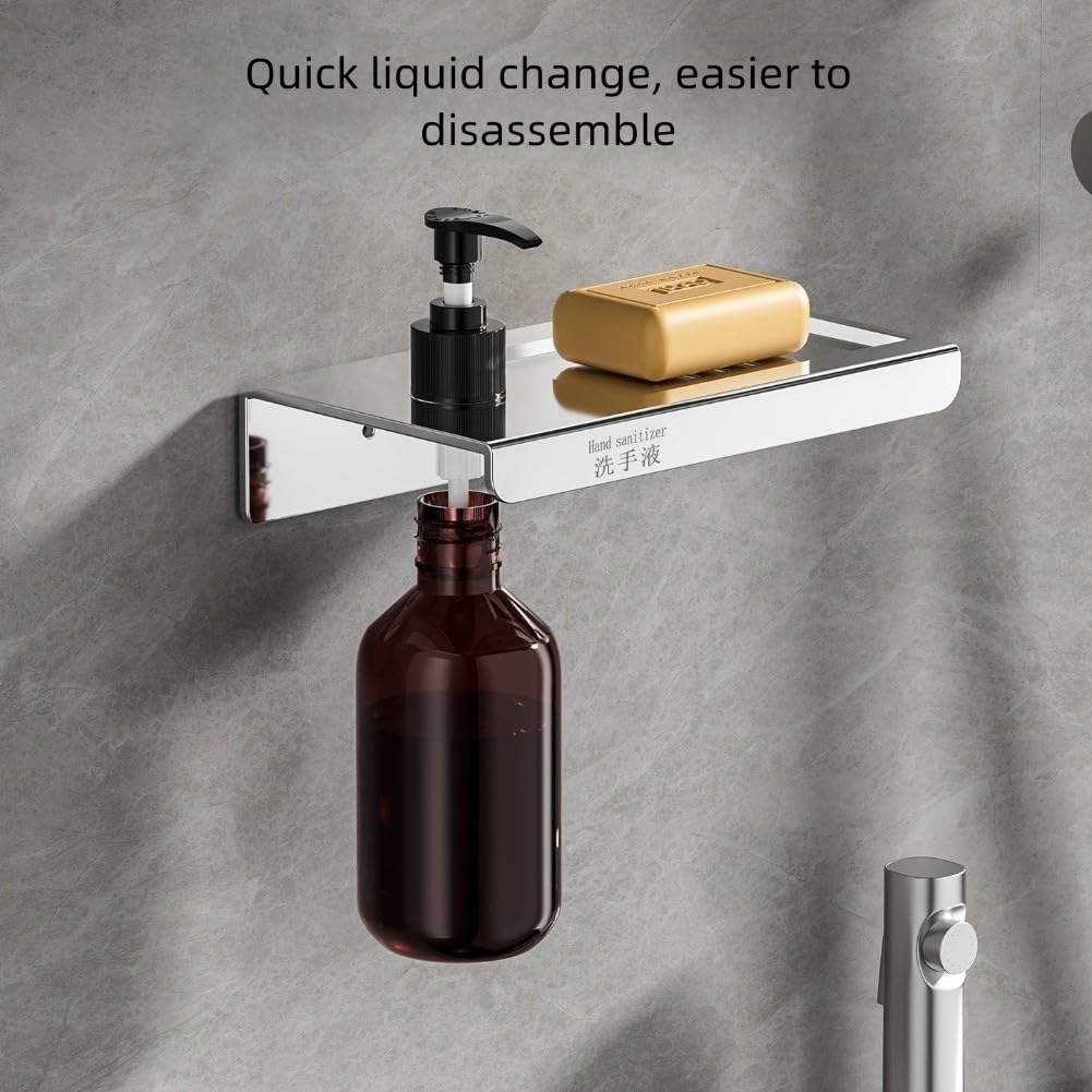 Dispensador de jabón de acero inoxidable montado en la pared con depósito de plástico transparente para facilitar el relleno, solución de almacenamiento duradera, diseño translúcido para controlar los