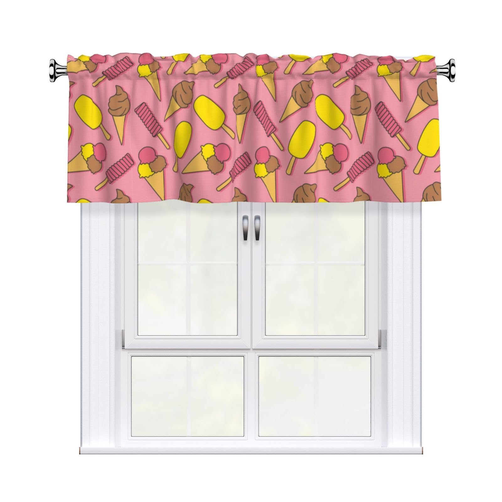 Noble Ren Delicious Ice Cream Short Curtain Valance 54x18in For Kitchen Bathroom Cafe Living Room Decoration