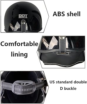 Vintage German Motorcycle Half Helmet, DOT/ECE Approved Open-Face Motorbike Helmets, Retro Half Shell Helmet with Adjustable Quick Release Buckle for Adults Men Women M-XXL