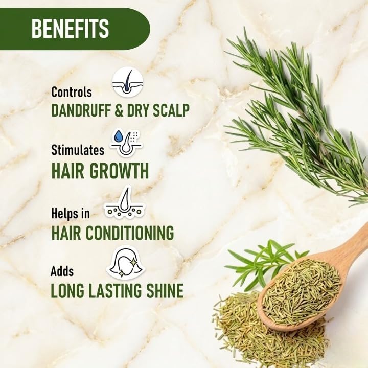Rosemary Leaves For Hair Growth, Natural, Pure & Aromatic Herb For Cooking, Tea & Skincare,RoseMarry Herb - 100gm.