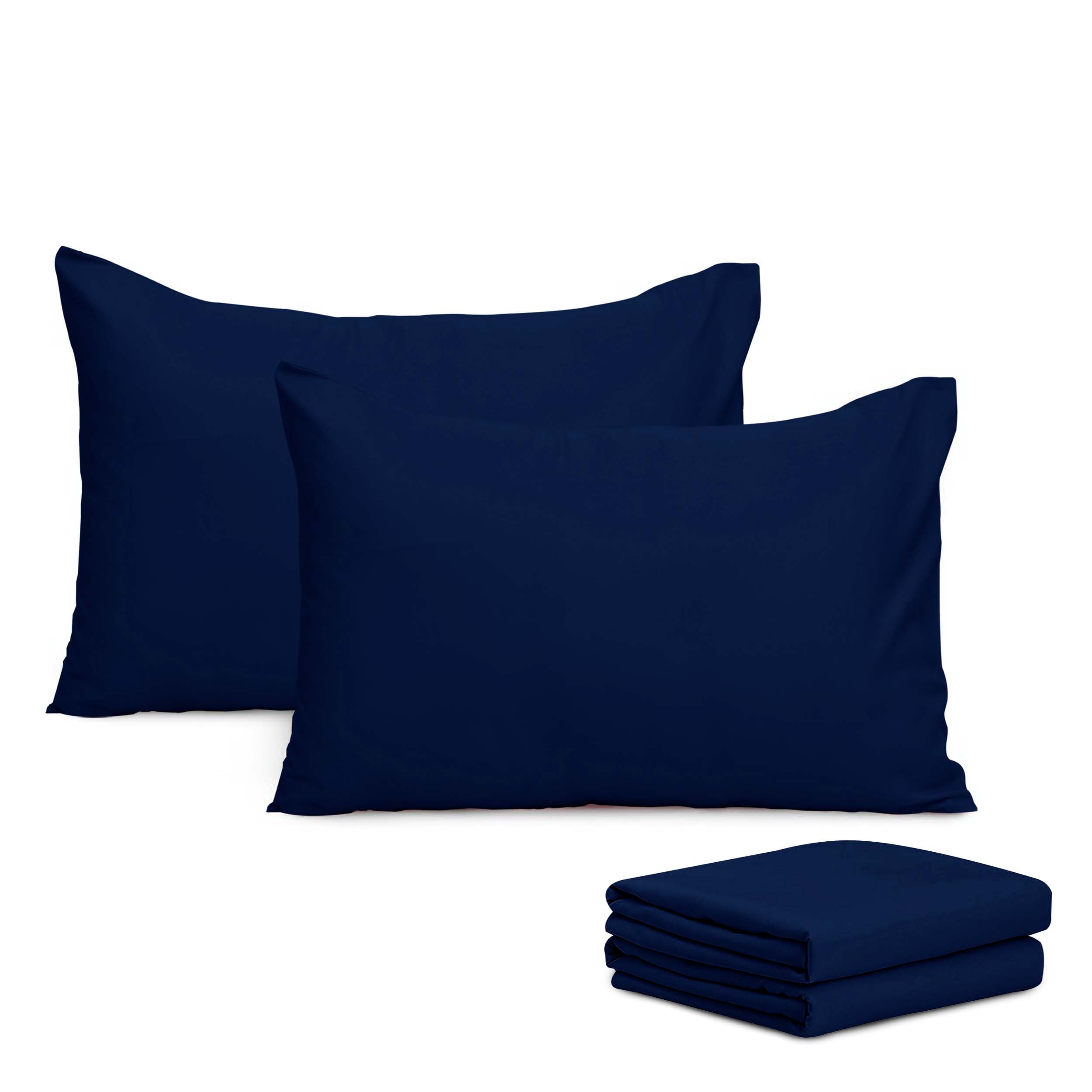 Imperial Rooms Pillow Cases 4 Pack Super Soft Easy Care Fade Resistant Hypoallergenic Brushed Microfibre Pillow Covers (Navy, Pillowcases 4 Pcs)