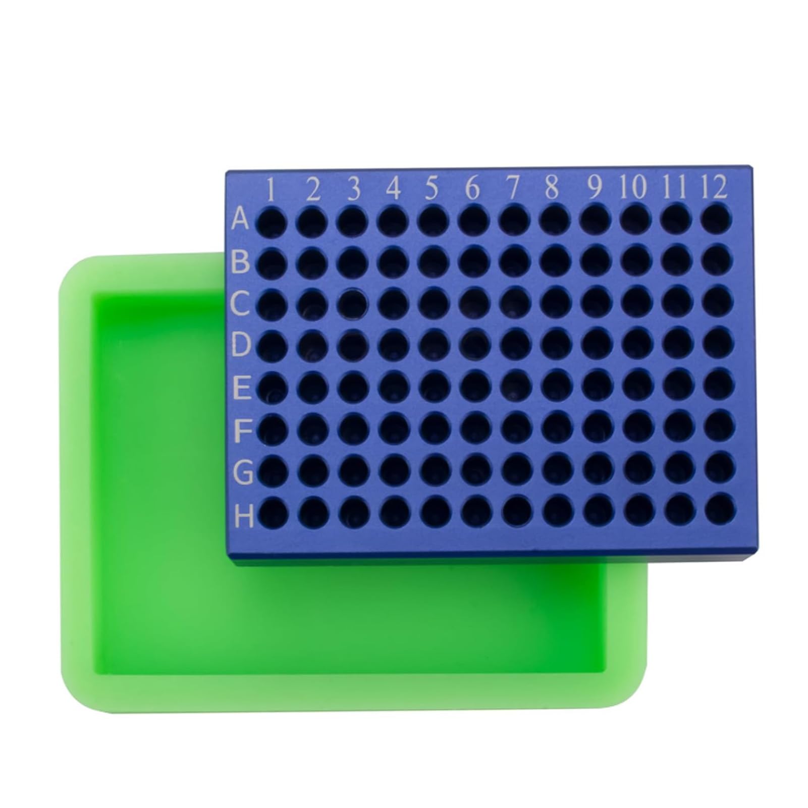 Soporte de Tubos PCR de Aluminio, Bloque de Enfriamiento de 96 Pozos for Laboratorio (0,2 ml 96 agujeros) | Gradilla para tubos de 0,2 ml con base de silicona antideslizante para laboratorio
