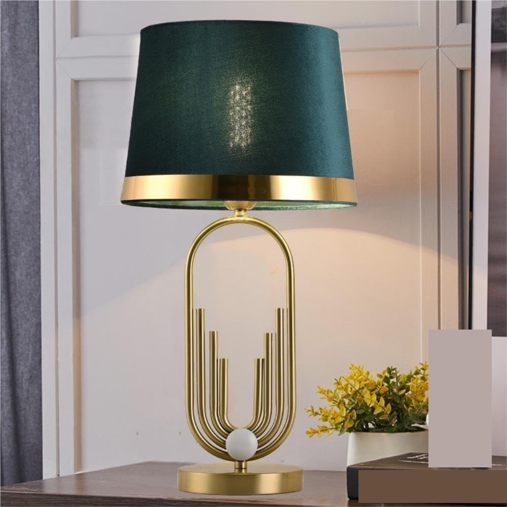 Lampada di lusso postmoderna, luce notturna ambientale sul | Lusso post moderno, base in metallo, paralume in tessuto, dimmerabile, luce ambientale(Green)