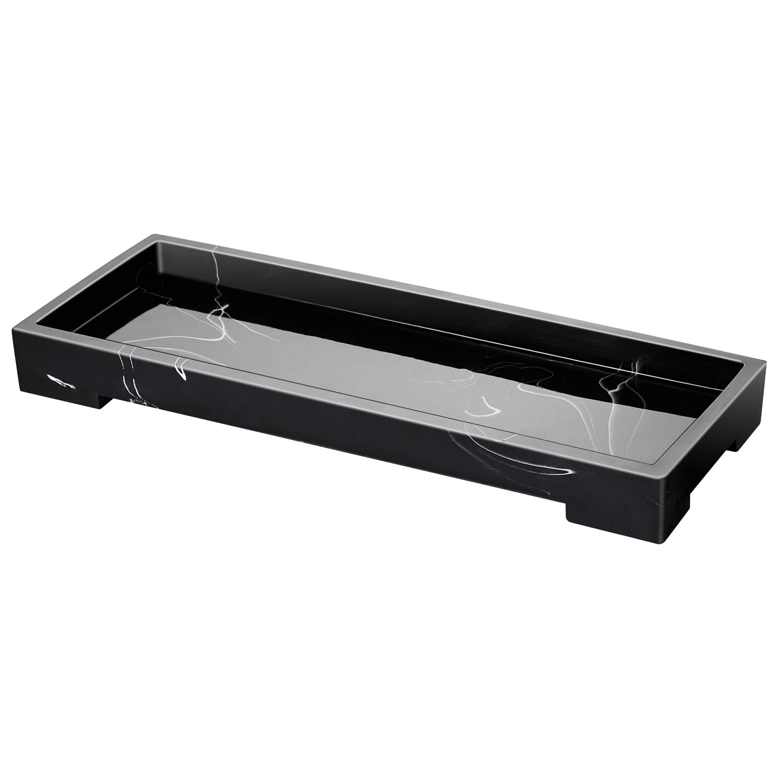 SITHON Resin Bathroom Vanity Tray, Toilet Tank Storage Holder Bathtub Catchall Decorative Dish Countertop Closet Dresser Organiser for Cosmetics Perfume Jewelry Towel Tissues, (Black Marble)