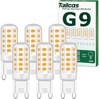 Tailcas G9 LED Bulb Warm White 3000 K 3 W G9 LED Light Bulb 350 lm Pack [Energy Class E]
