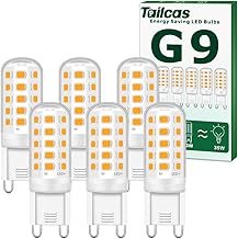 Tailcas G9 LED Bulb 5W, Warm White 3000K, No Strobe, LED Equivalent to 50W Halogen Bulb, 500LM, AC220-240V, Non-Dimmable, 360° Beam Angle, Pack of 6