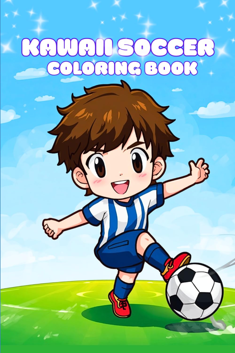 Kawaii soccer coloring book: Cute anime coloring pages for kids ages 6-10