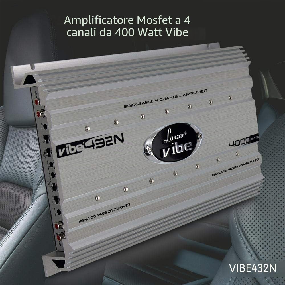 Lanzar VIBE432 - Amplificatore per auto Mosfet a 4 canali da 4000 W, serie Vibe