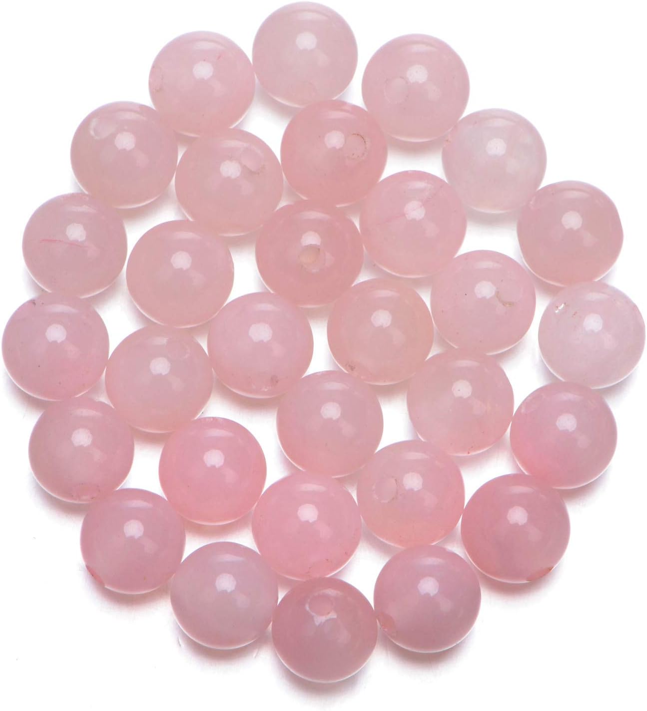 AD Beads Natural Gemstone 10mm Round Loose Beads Big Hole 2mm Sized 30pcs (Rose Quartz)