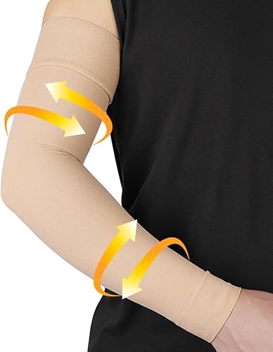 Beister Manga de compresión médica para hombres y mujeres (individual), soporte completo de brazo de 20-30 mmhg con banda de silicona, soporte de