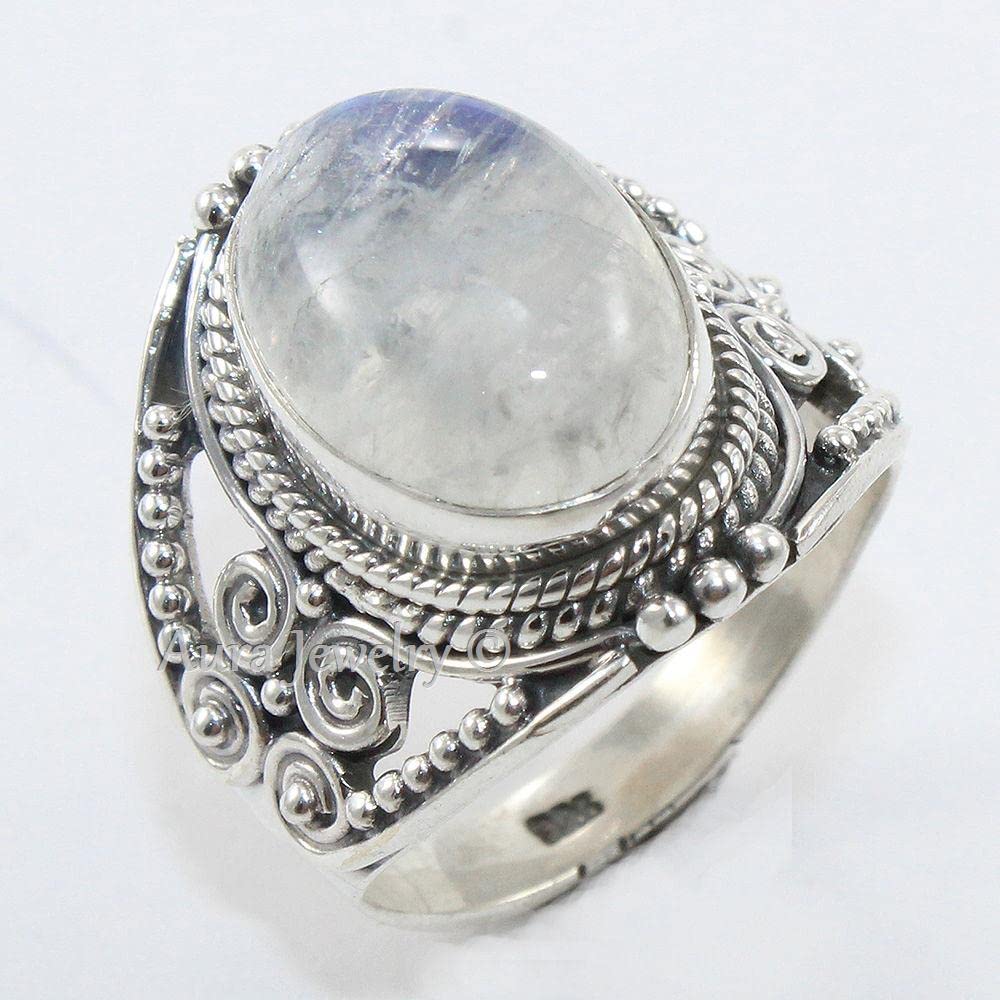 Sterling Silver 925 Ring For Women &s Natural Gemstone Ring Sterling Silver Engagement Ring June Birthstone Bezel Set Gemstone Ring