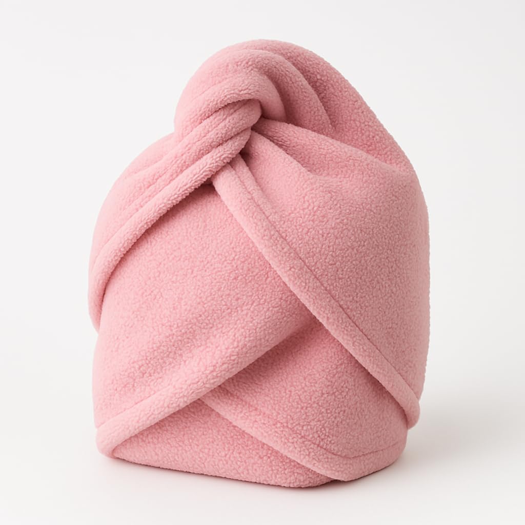 Terryshop74 Asciugamano turbante per capelli, asciuga e raccoglie per capelli medio corti (Rosa, Medio)