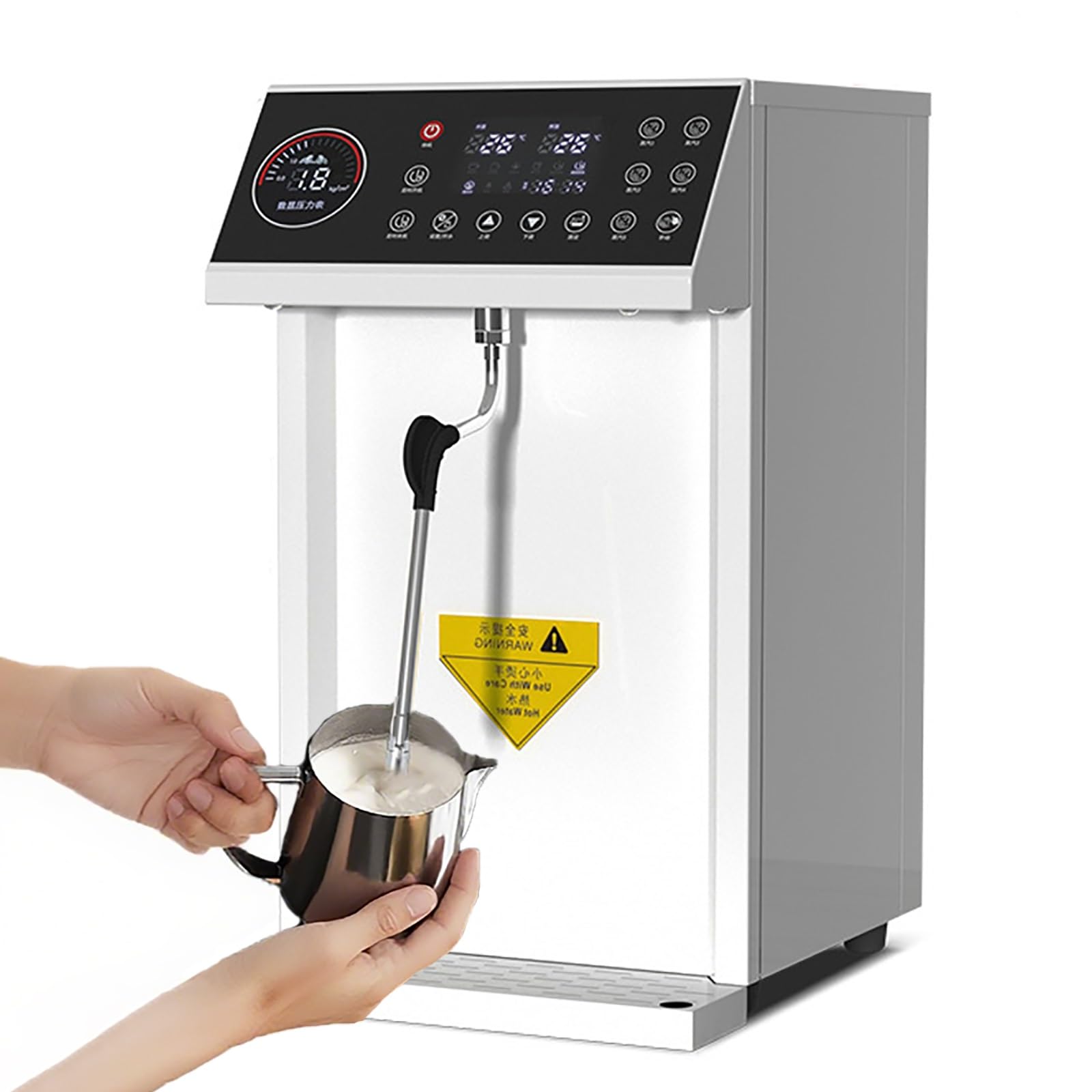 Komercyjny spieniacz do mleka, automatyczny szybki parowar 3000 W z 5 ustawieniami temperatury, elektryczny ekspres do pianki ze stali nierdzewnej do kawy i herbaty mlecznej