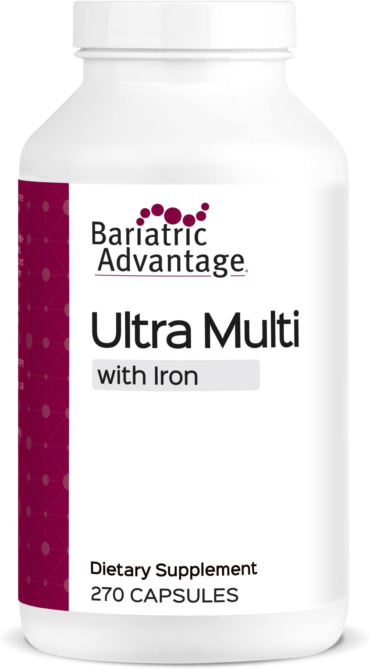 Ultra Multi with Iron, High Potency Daily Multivitamin for Bariatric Surgery Patients with 22 Essential Vitamins and Nutrients - 270 Capsules, 90 Servings